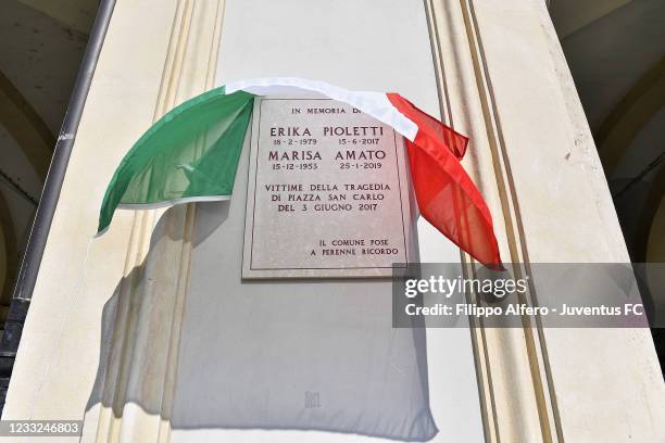 Juventus Remember Victims Of the 2017 Turin Stampede on June 03, 2021 in Turin, Italy. Erika Pioletti and Marisa Amato died in Turin following a...