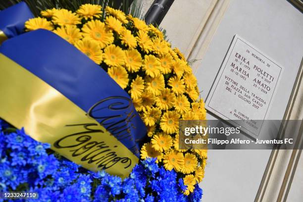 Juventus Remember Victims Of the 2017 Turin Stampede on June 03, 2021 in Turin, Italy. Erika Pioletti and Marisa Amato died in Turin following a...