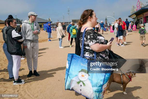 Families spend the day at the beach in Skegness, U.K., on Monday, May 31, 2021 .U.K. Health SecretaryMatt Hancocksaid people who want to go...