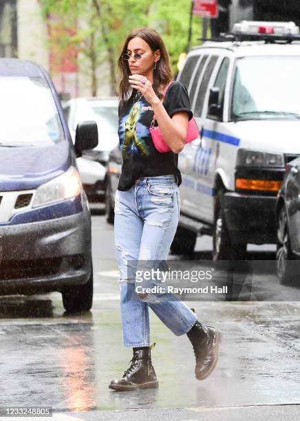 Irina Shayk is seen walking in soho on June 3, 2021 in New York City.