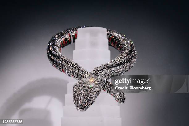 Serpent choker by Joel Arthur Rosenthal from 1990 at the "Beautiful Creatures" special exhibition in the the Melissa and Keith Meister Gallery inside...