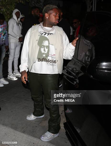 Mustard is seen arriving at the Highlight Room on June 3, 2021 in Los Angeles, California.