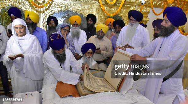 Guru Granth Sahib that was hit by a bullet during Operation Bluestar in 1984 was brought out on display for devotees at Shaheedi Asthan Baba Gurbaksh...