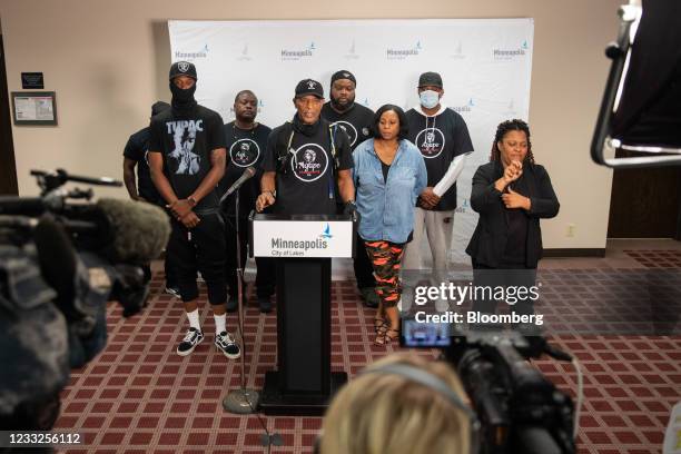 Steve Floyd, senior advisor to the Agape Movement Co., speaks during a news conference at City Hall in Minneapolis, Minnesota, U.S., on Thursday,...