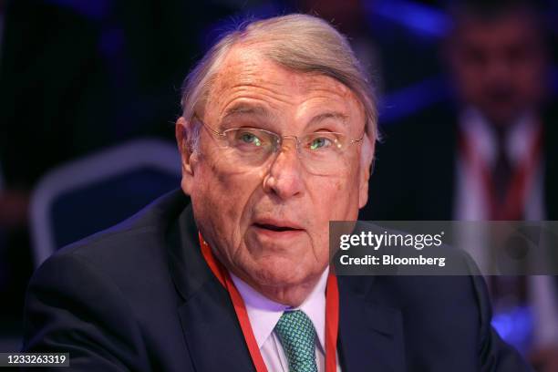 Klaus Mangold, chairman of Knorr-Bremse AG, speaks during a panel session on day three of the St. Petersburg International Economic Forum in St....