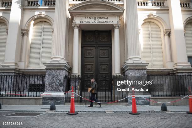 Man wearing mask walks at street as Covid-19 cases increase in the country in Buenos Aires, Argentina on June 03, 2021. The wave of COVID-19...