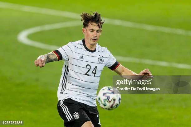 Robin Koch of Germany controls the ball during the international friendly match between Germany and Denmark at Tivoli Stadion Tirol on June 2, 2021...