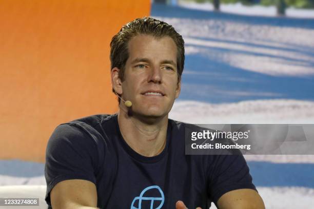 Tyler Winklevoss, chief executive officer and co-founder of Gemini Trust Co., listens during the Bitcoin 2021 conference in Miami, Florida, U.S., on...