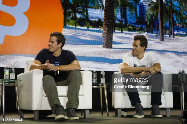 Tyler Winklevoss, chief executive officer and co-founder of Gemini Trust Co., left, and Cameron Winklevoss, president and co-founder of Gemini Trust...