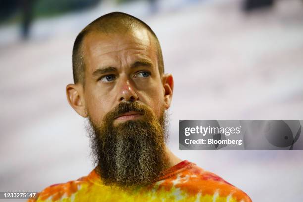 Jack Dorsey, co-founder and chief executive officer of Twitter Inc. And Square Inc., listens during the Bitcoin 2021 conference in Miami, Florida,...