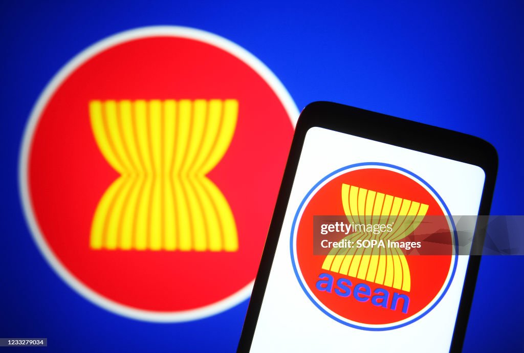 In this photo illustration, ASEAN (Association of Southeast...