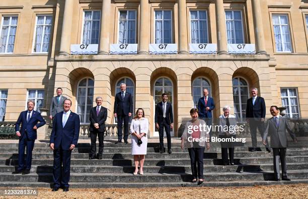 From left to right, Paolo Gentiloni, economy commissioner of the European Union , Paschal Donohoe, Ireland's finance minister, David Malpass,...