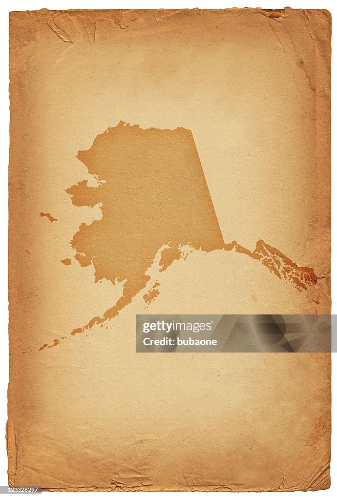 Alaska state map on old paper Background