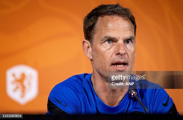Holland coach Frank de Boer during a press conference of the Dutch national team at the Cascade Resort on June 05, 2021 in Lagos, Portugal. The Dutch...