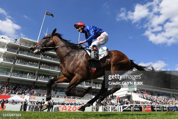 Adam Kirby on Adayar wins the Derby on the second day of the Epsom Derby Festival horse racing event at Epsom Downs Racecourse in Surrey, southern...