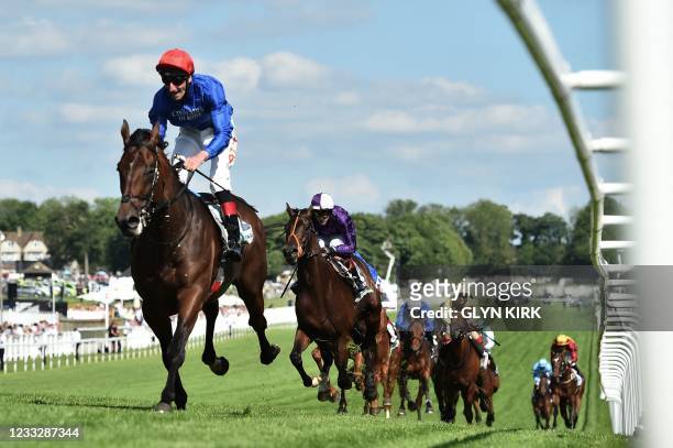 Adam Kirby on Adayar wins the Derby on the second day of the Epsom Derby Festival horse racing event at Epsom Downs Racecourse in Surrey, southern...
