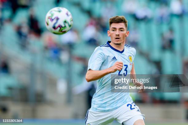 Billy Gilmour of Scotland controls the ball during the international friendly match between Luxembourg and Scotland at Josy-Barthel-Stadium on June...