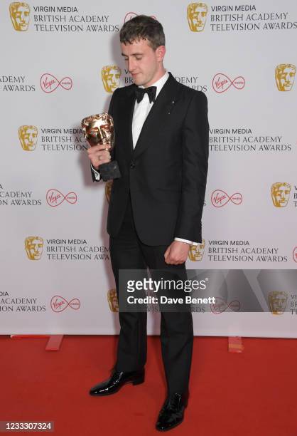 Paul Mescal, winner of the Leading Actor award for "Normal People", poses in the Winners Room at the Virgin Media British Academy Television Awards...