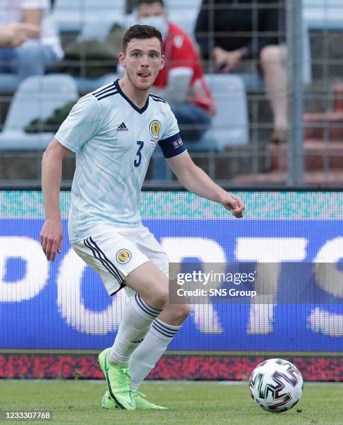 Andy Robertson in action for Scotland during a friendly match between Luxembourg and Scotland at the Stade Josy Barthel on June 06 in Luxembourg,...