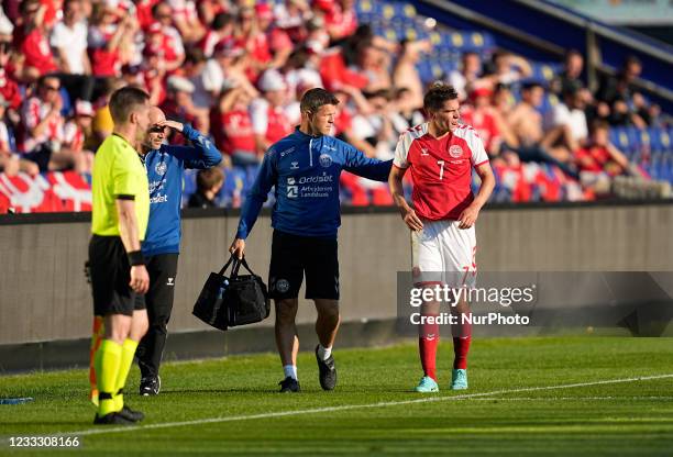 Denmarks Robert Skov during the friendly pre Euro 2021 match between Denmark and Bosnia and Herzegovina at Broendby Stadium, Copenhagen, Denmark on...