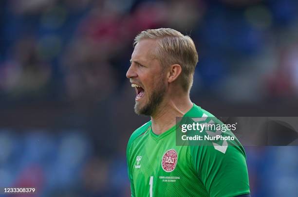 Denmarks Kasper Schmeichel during the friendly pre Euro 2021 match between Denmark and Bosnia and Herzegovina at Broendby Stadium, Copenhagen,...