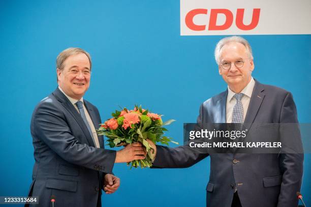 Reiner Haseloff , State Premier of Saxony-Anhalt and top candidate of his Christian Democratic Union party for state elections in Saxony-Anhalt, is...
