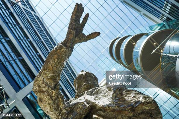 The Willy Brandt's sculpture seen during a press conference after the state election in Saxony-Anhalt on 07 June 2021 in Berlin, Germany. The German...