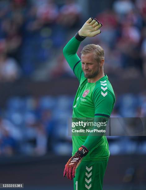 Denmarks Kasper Schmeichel during the friendly pre Euro 2021 match between Denmark and Bosnia and Herzegovina at Broendby Stadium, Copenhagen,...