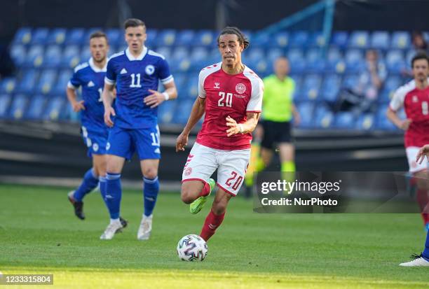 Denmarks Yussuf Poulsen during the friendly pre Euro 2021 match between Denmark and Bosnia and Herzegovina at Broendby Stadium, Copenhagen, Denmark...