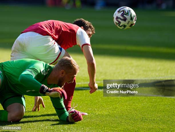 Denmarks Andreas Christensen and Denmarks Kasper Schmeichel during the friendly pre Euro 2021 match between Denmark and Bosnia and Herzegovina at...