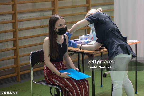 Coronavirus vaccination for schools adolescents, in Wroclaw, Poland, on June 7, 2021.