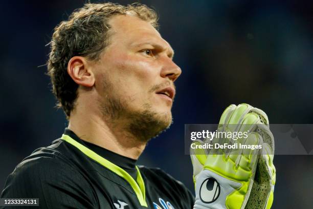 Goalkeeper Andriy Pyatov of Ukraine looks on after the international friendly match between Ukraine and Cyprus at Metalist Stadium on June 7, 2021 in...