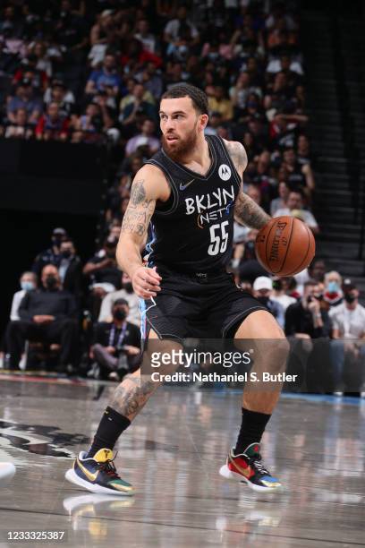 Mike James of the Brooklyn Nets handles the ball against the Milwaukee Bucks during Round 2, Game 2 of the 2021 NBA Playoffs on June 7, 2021 at...
