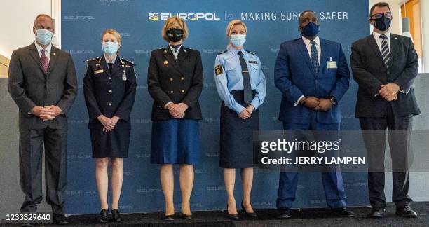 Drug Enforcement Administration Deputy Chief of Operations Matthew Donahue, Australian Federal Police Commander, Jennifer Hurst, Chief Constable of...