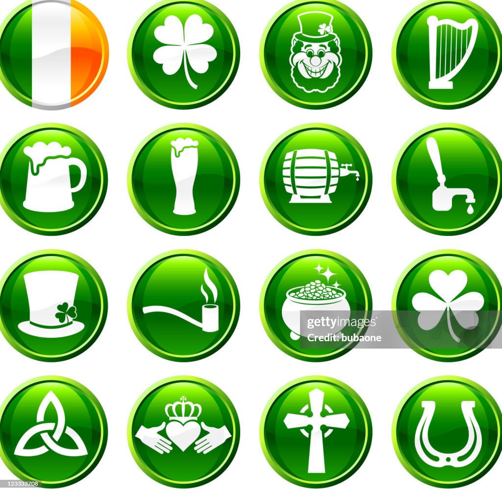 St Patrick's Day sixteen royalty free vector icon set