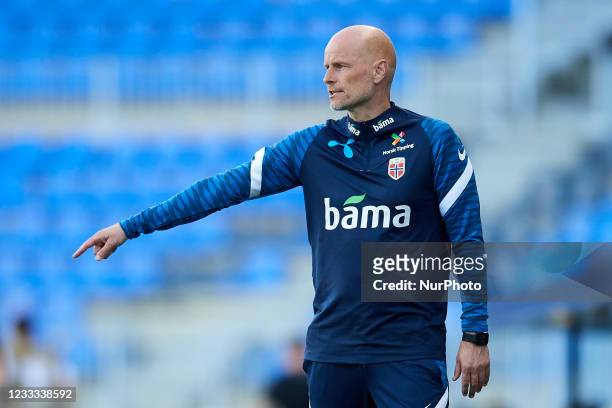 Stale Solbakken head coach of Norway reacts during the international friendly match between Norway and Luxembourg at Estadio La Rosaleda on June 2,...