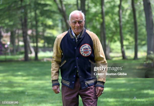 Former state Attorney General Francis X. Bellotti wears his 1946 Olympic jacket in Hingham, MA on June 2, 2021. Bellotti is the last standing World...