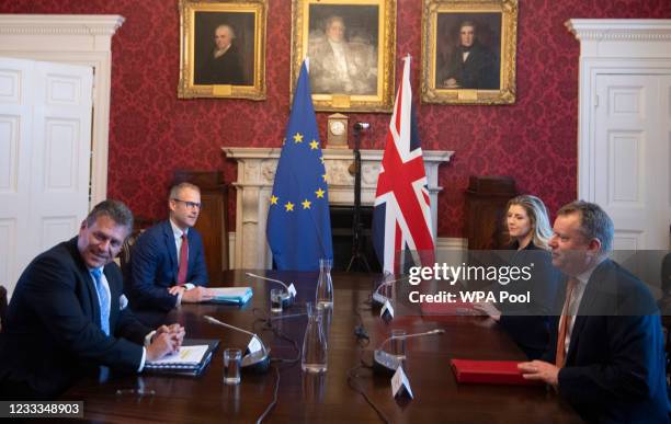 Cabinet Minister Lord Frost chairs the first meeting of the Partnership Council followed by the eighth meeting of the withdrawal agreement joint...