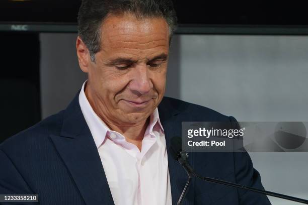 New York Gov. Andrew Cuomo appears at the opening ceremony for the Tribeca Film Festival on June 9, 2021 in New York City. Actor Robert De Niro...