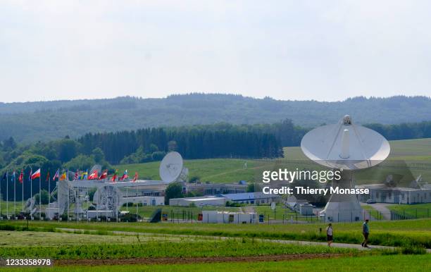 The European Space Tracking radio antenna station of Redu is seen on June 9, 2021 in the municipality of Libin, in Luxembourg province, Belgium. The...