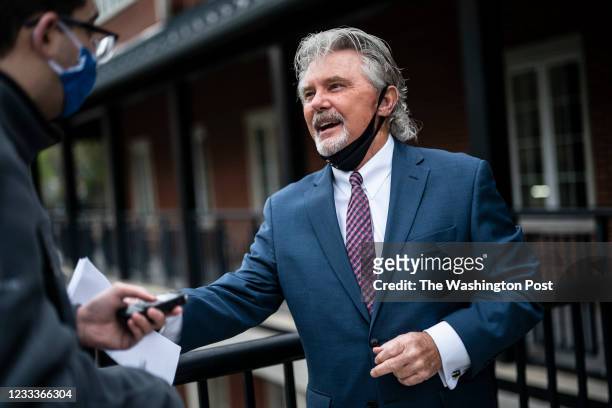 Montgomery County State's Attorney John McCarthy speaks with reporters after off-duty Pentagon Force Protection Agency Police Officer David Hall...