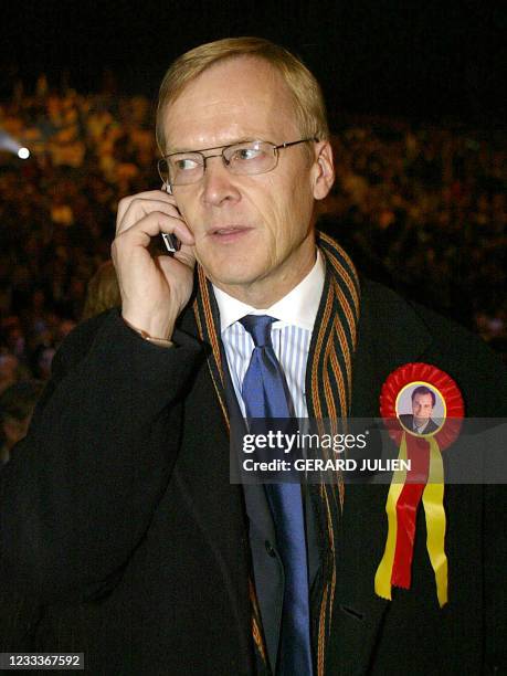 Photo prise le 11 mars 2004 �à Marseille lors d'un meeting de soutien à Renaud Muselier tête de liste UMP pour les élections régionales en...