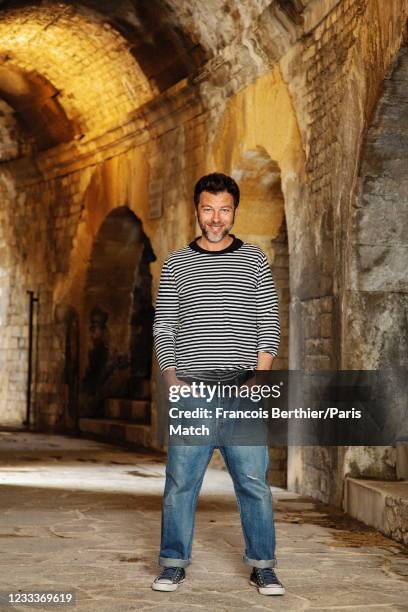 Singer Christophe Maé is photographed for Paris Match in the Nîmes arena on May 11, 2021 in Nimes, France.