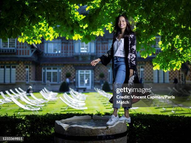 Tennis player Alizé Lim is photographed for Paris Match on May 7, 2021 in Rueil-Malmaison, France.