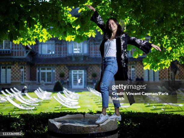 Tennis player Alizé Lim is photographed for Paris Match on May 7, 2021 in Rueil-Malmaison, France.