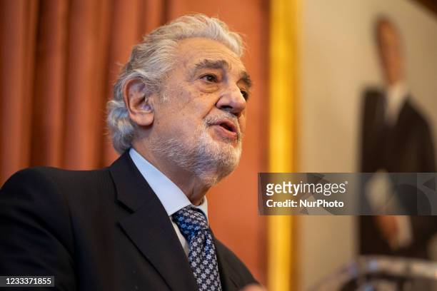 The tenor Placido Domingo and Marta Ornelas receives the title of 'Honorary Ambassador of the World Heritage of Spain', on 10 June, 2021 at the...
