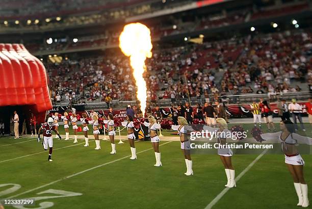 Linebacker Clark Haggans of the Arizona Cardinals is introduced before the preseason NFL game against the Denver Broncos at the University of Phoenix...