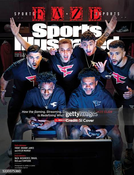 July 2021 Sports Illustrated Cover: eSports: Portrait of FaZe Clan gamers Nicholas Nickmercs Kolcheff, Kris Swagg Lamberson, Brian Rug Awadis, Thomas...