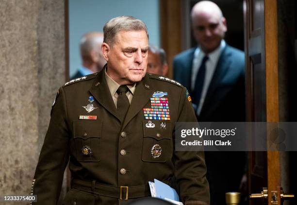 Chairman Of The Joint Chiefs of Staff General Mark Milley, arrives for the Senate Armed Services Committee hearing on the Defense Authorization...