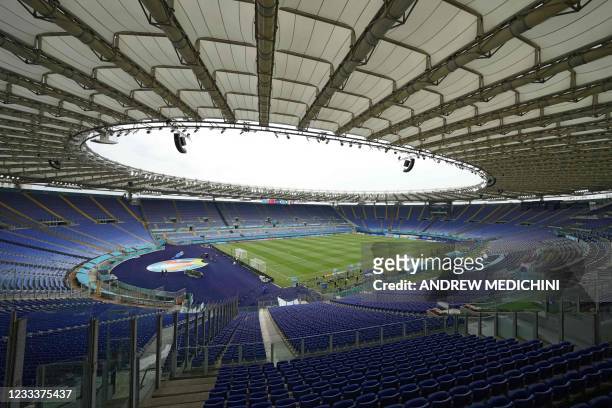 Picture shows a general view of the Olympic Stadium in Rome on June 10, 2021 on the eve of the UEFA EURO 2020 Group A football match between Turkey...